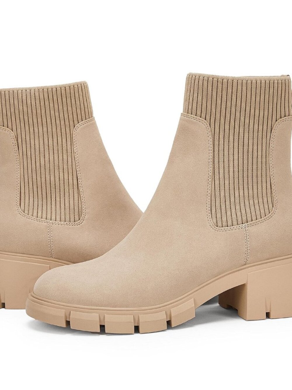 Womens Platform Ankle Boots Elastic Chunky Block Heel Chelsea Booties Lug Sole